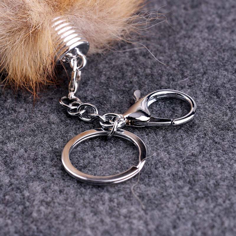 1Pc Bag Pendant Soft Keychain Large Key Ring Chain Fashion Fur Fox Tail Keyring 25CM