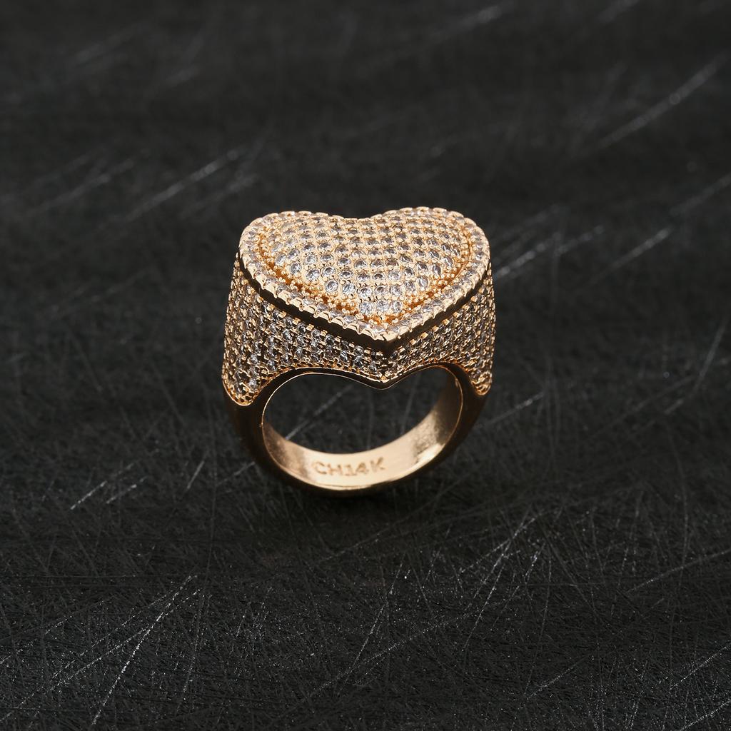 Anti Tarnish Love Heart Ring Copper Jewelry Delicate Zircon Accents 3 Sizes Cute Gift for Girlfriend