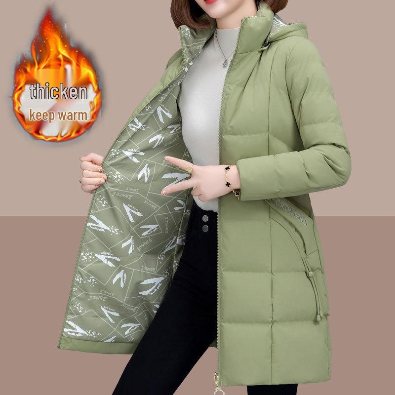 

2025 Plus-Size Cotton Coat for Women: Winter Padded Jacket for Middle-Aged and Elderly 4XL зелёный