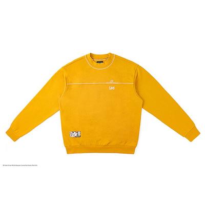 X Basquiat Collaboration SS24 Comfortable Round Neck Printed Embroidered Long Sve Sweatshirt Men Sweatshirt Yellow LMT006907CST00FA05171