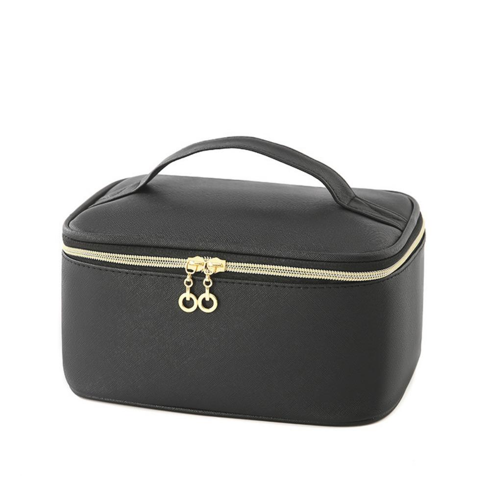 Fashion Large Capacity PU Makeup Bag PU Handheld Cosmetic Bag With Handle Divider Waterproof Women Toiletry Bag Toiletry Storage