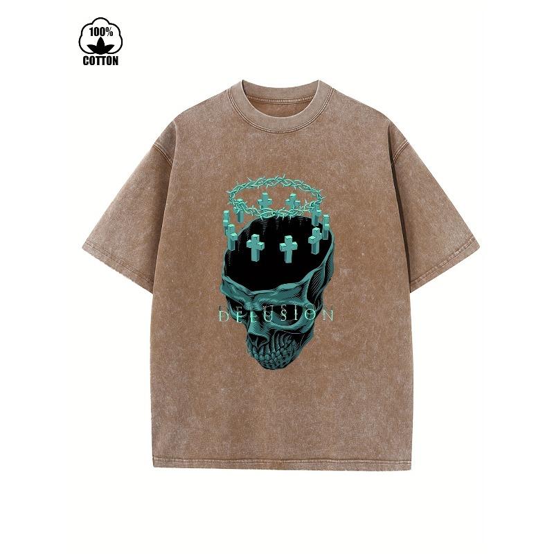 

Men s Summer Loose Thick High-Quality Cotton Washed Round Neck Short Sleeve, Suitable for Street and Outdoor Activities 5XL дубильна кора