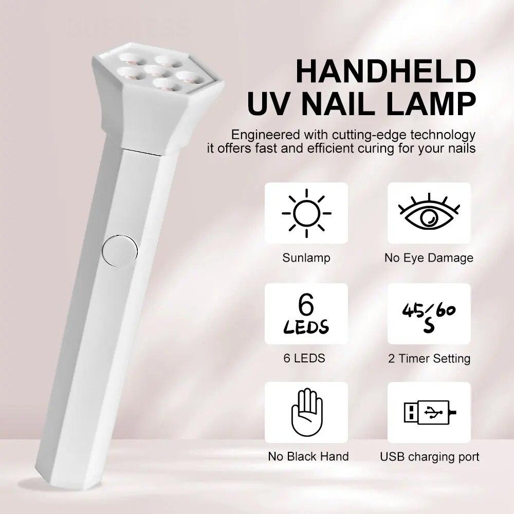 Lampada portatile per unghie, lampada UV LED per unghie, per la cura di tutti gli smalti in gel, ricaricabile tramite USB, macchina per manicure ad asciugatura rapida, strumenti per nail art
