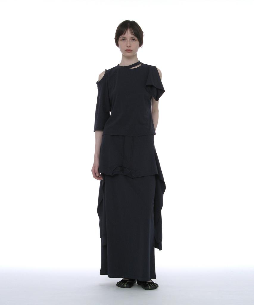 Partimento Woman Deconstructed Tee Maxi Skirt_Navy
