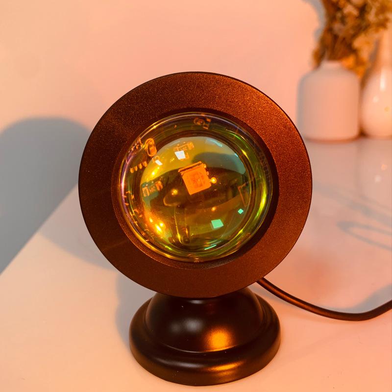 Mini Usb Sunset Lamp Led Projector Night Light 6 Colors Switch Rainbow Atmosphere Home Bedroom Background Wall Decoration Gift