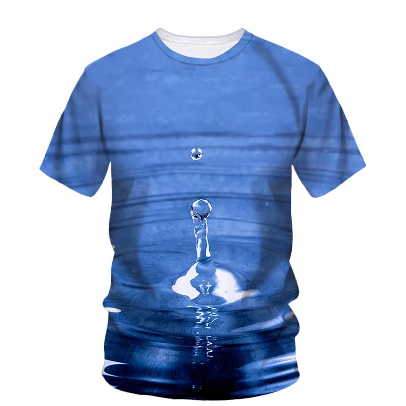 Summer Original Water Droplet Graphic T Shirts For Men Trend Casual Creative Simple Style Printed O-neck Short Sleeve Tees