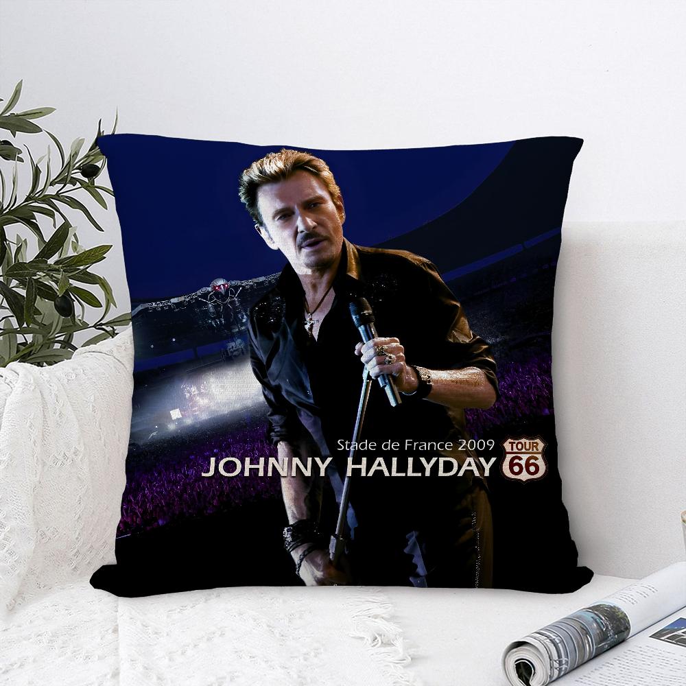 J-Johnny H-Hallyday Pillow Case Sofa Decorative Home Double-Sided Print Plush Square Throw Pillow Covers Cushion Decor Cover