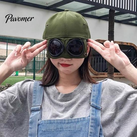 Travel Sunshade Accessories Pilot Goggles Baseball Cap, Integrated Foldable Design, Adjustable UV Casual Hat Resistant Sun for Outdoor Sports