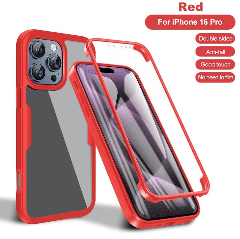 360 Full Body Screen Protector Transparent Case For Iphone 16E 16 15 14 13 12 11 Pro XR XS Max Plus Shockproof Phone Cover