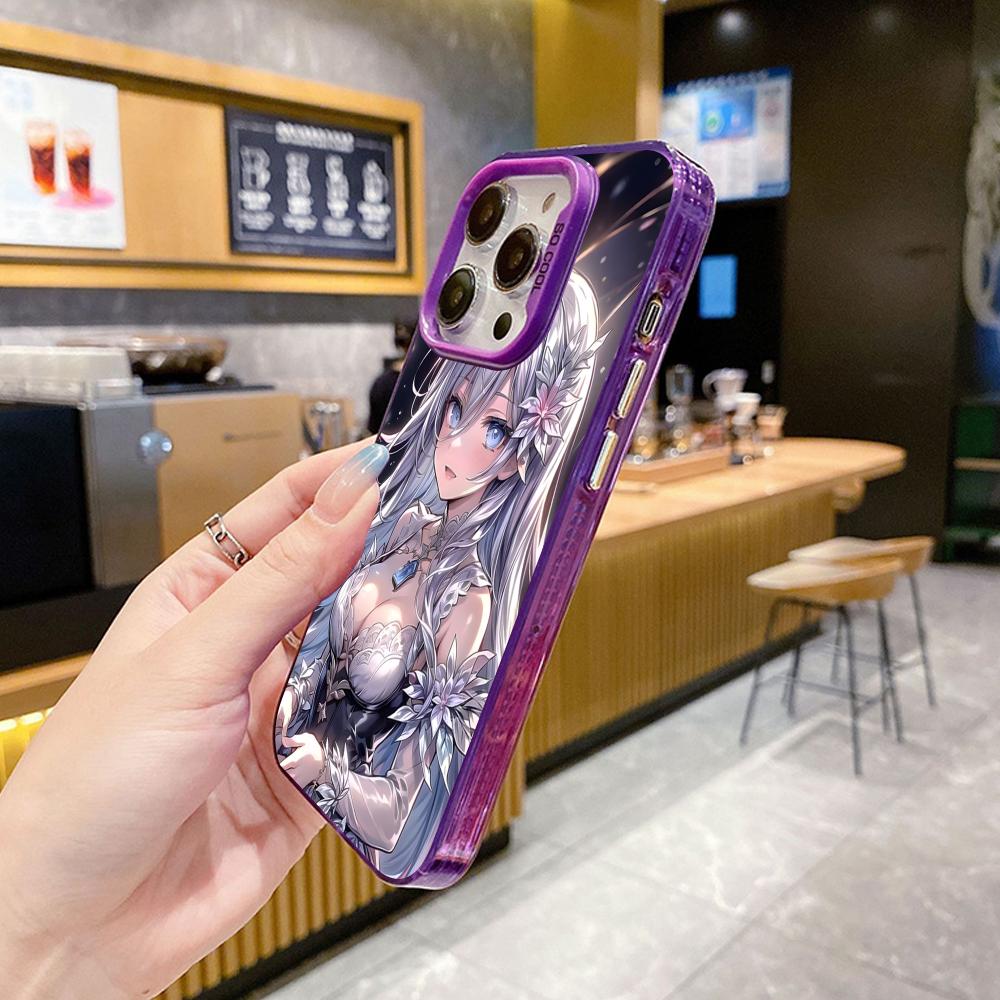 Date a Live Mio Takamiya Purple Translucent Mobile Phone Case for iPhone 17 16 15 14 13 12 11 X XR XS Air Pro Max Plus Colorful