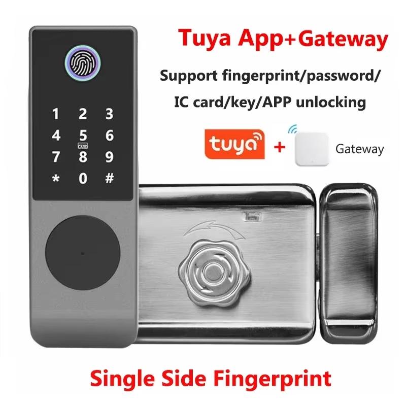 Double Side Fingerprint Lock Waterproof Tuya Wifi Bluetooth TTLock App IC Card Digital Code Keyless Electronic Smart Door Lock