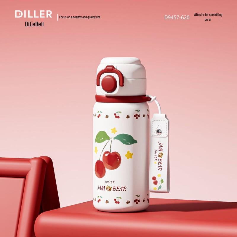 Diller 620ML Dual-Drink Portable Water Bottle with 316 Stainless Steel Liner