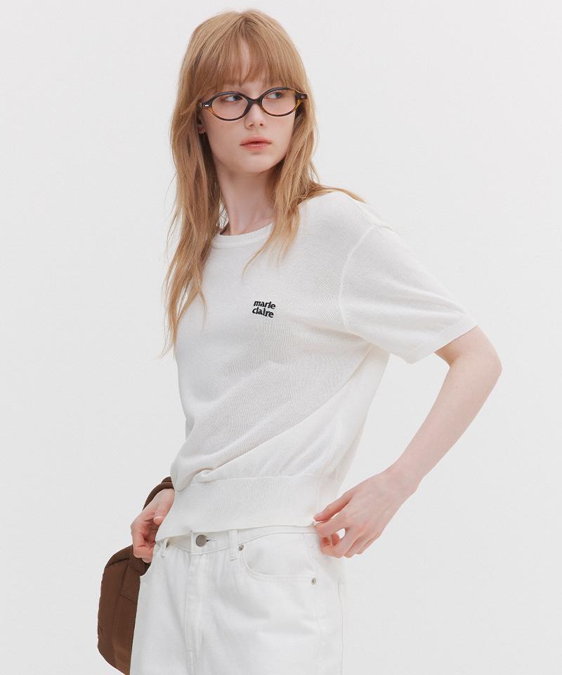 MARIE CLAIRE Basic Logo Round Short Sleeve Knit (Magbkn06Mwh)