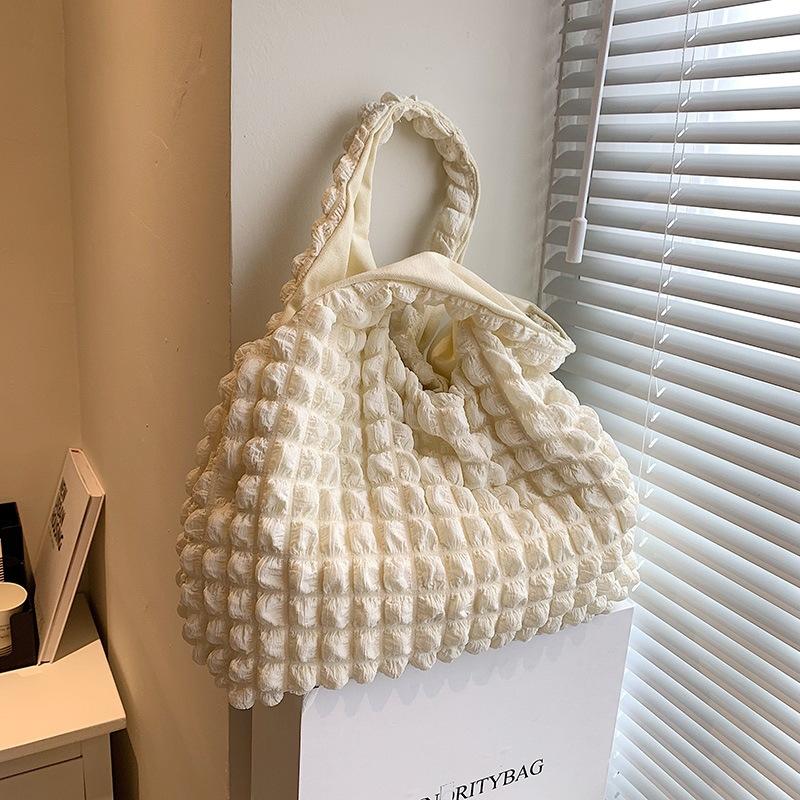 Yogodlns Borsa a tracolla estiva color caramello nuvola pieghettata Borsa per la spesa per ragazze di grande capacità