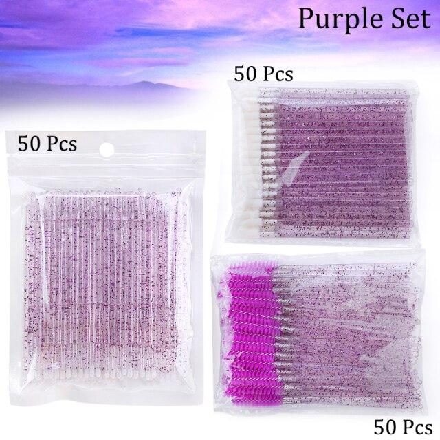 Eyelash Extension Supplies Kit Mascara Applicator Lashes Brush Crystal Cotton Swabs Glue Ring Tape Eye Pad Eyelashes Makeup Tool