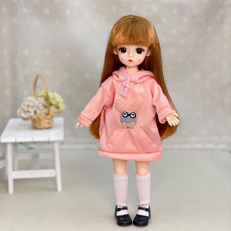 30CM Mini Bevegelig Leddet Dukke Jenter Leketøy 3D Big Eyes BJD Princess Full Drakter Kjoler Samling Barnedukkegave