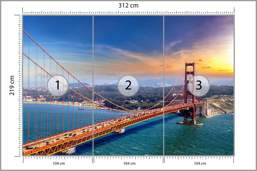Photomural Golden Gate Bridge In San Francisco Washable Fleece 312x219