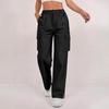 Women's High Waist Casual Pants Multi-Pocket Overalls Straight Leg Pants