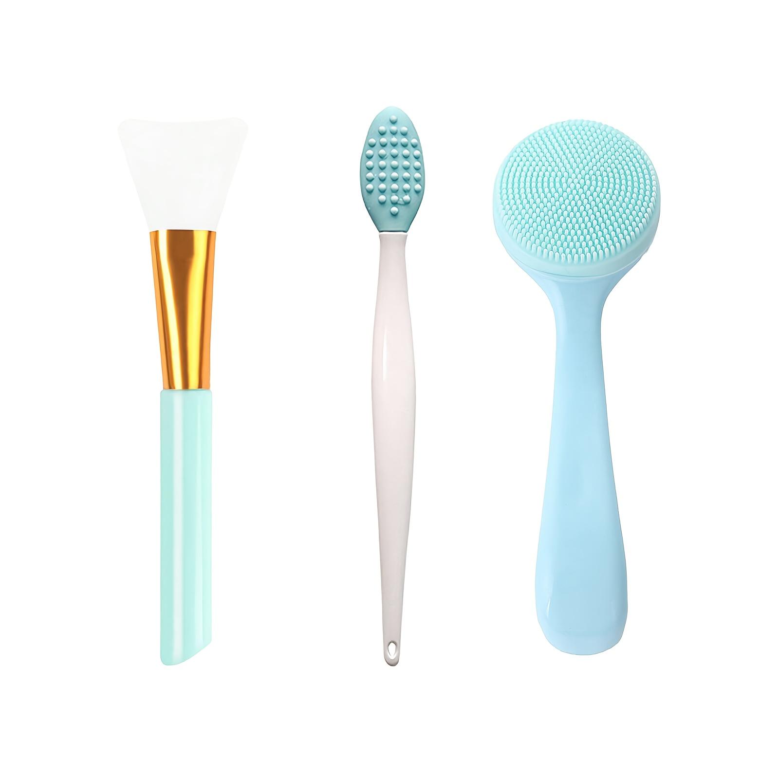 

Набор из 3 силиконовых ручных щеток для очищения лица, удаление черных точек для глубокой очистки и нежного отшелушивания, аппликатор для нанесения маски на лицо синий