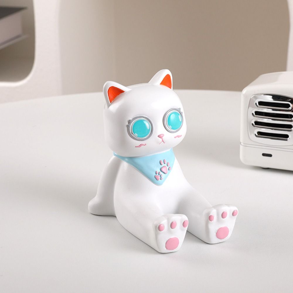 Resin Cat Desktop Stand Anti Slip Cat Shape Phone Bracket Cat Shaped Phone Holder Home Ornaments