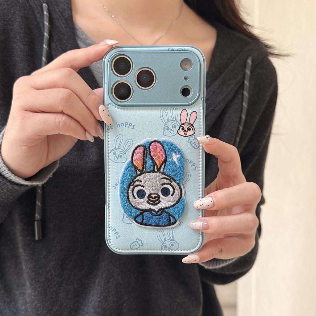 Cartoon Embroidery Rabbit Suitable for Apple 17/16Pro Max Mobile Phone Case iPhone15 Nick Fox 14 Case