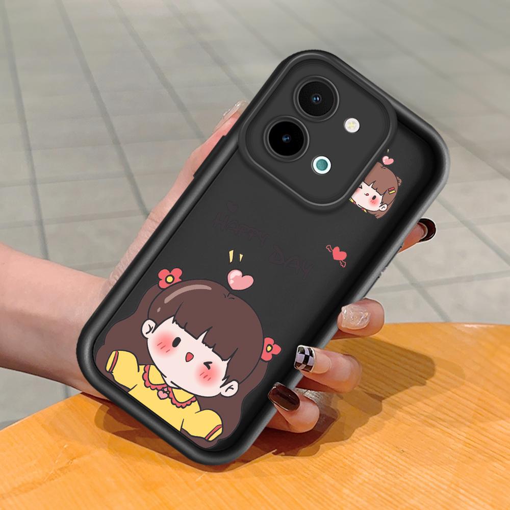 For Huawei P50 Pro P40 Lite Honor 8X 9X X9 Tecno Spark Go Infinix Smart 8 Vivo V29 V30 Y02 Y16 Lovely Girl Full Lens Protect Soft Silicone Phone Case