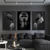 African Woman Large Wall Art Poster Big Black Woman Silver Jewelry Canvas Painting Prints Pictures On The Wall Home Decoration