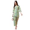 Yashika Women's Trendy Printed Cotton Blend Straight Light Green Color Kurta and Palazzo Set(YS-KS2075-L)