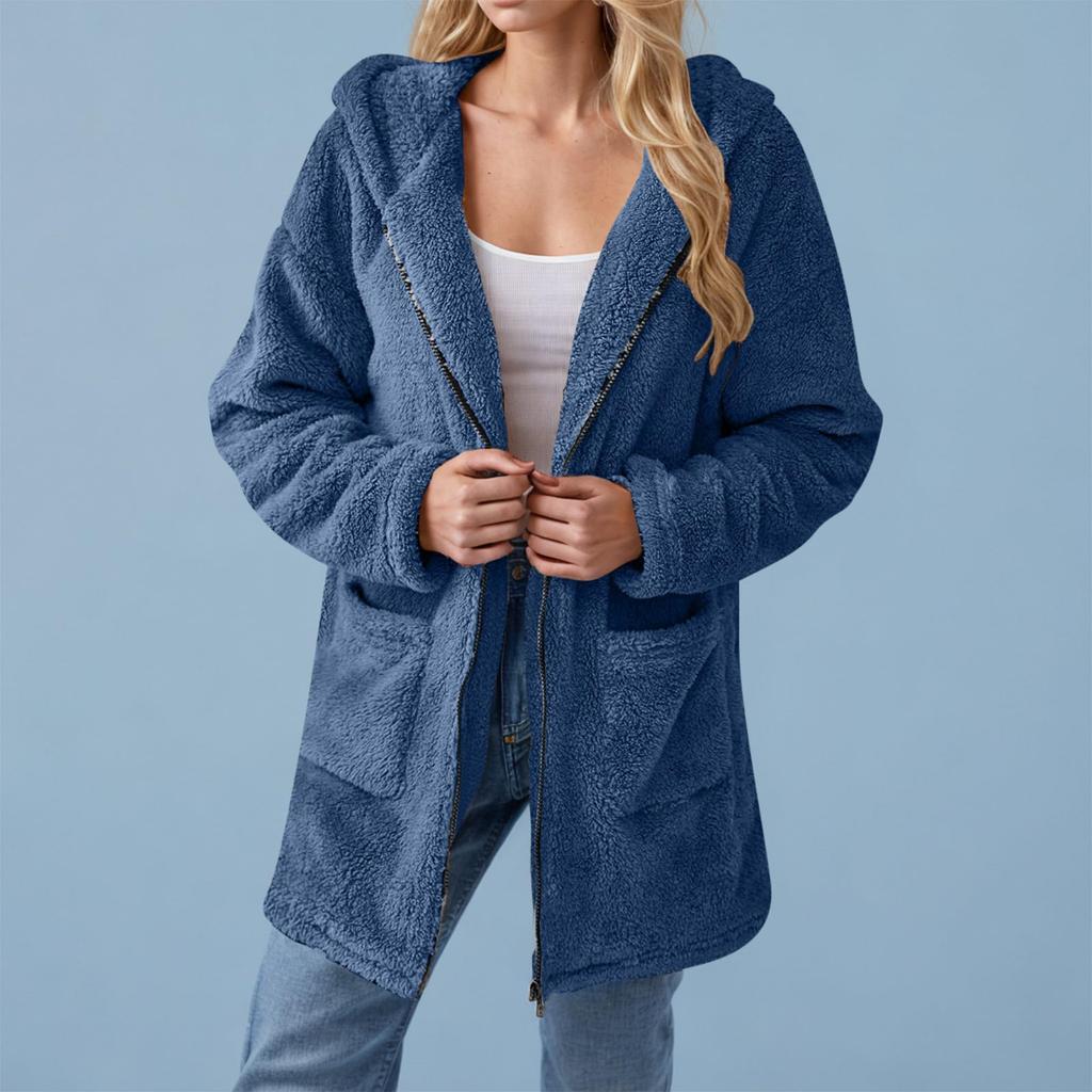 Damski pluszowy wygodny casualowy ciepły płaszcz