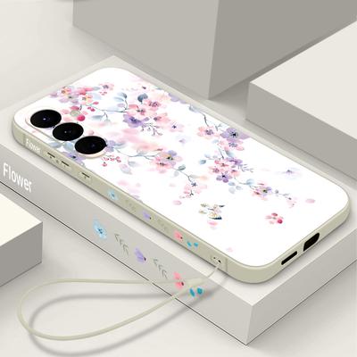 Colorful Flower Lanyard Phone Case For Samsung Galaxy A57 A17 A56 A16 A55 A15 A54 A36 5G S25 FE S26 S24 S23 S22 Ultra Soft Cover