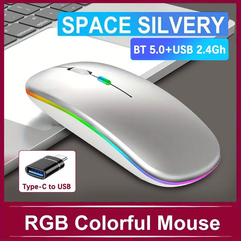 Wireless Rechargeable Mouse With LED Backlight Bluetooth Gaming Mouse Suitable For MAC/Laptop/PC/Windows