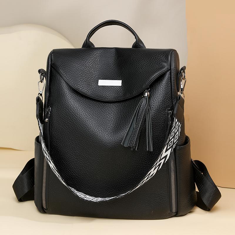 PU Rucksack Große Kapazität Handtasche Quaste Damen Multifunktionale Umhängetasche
