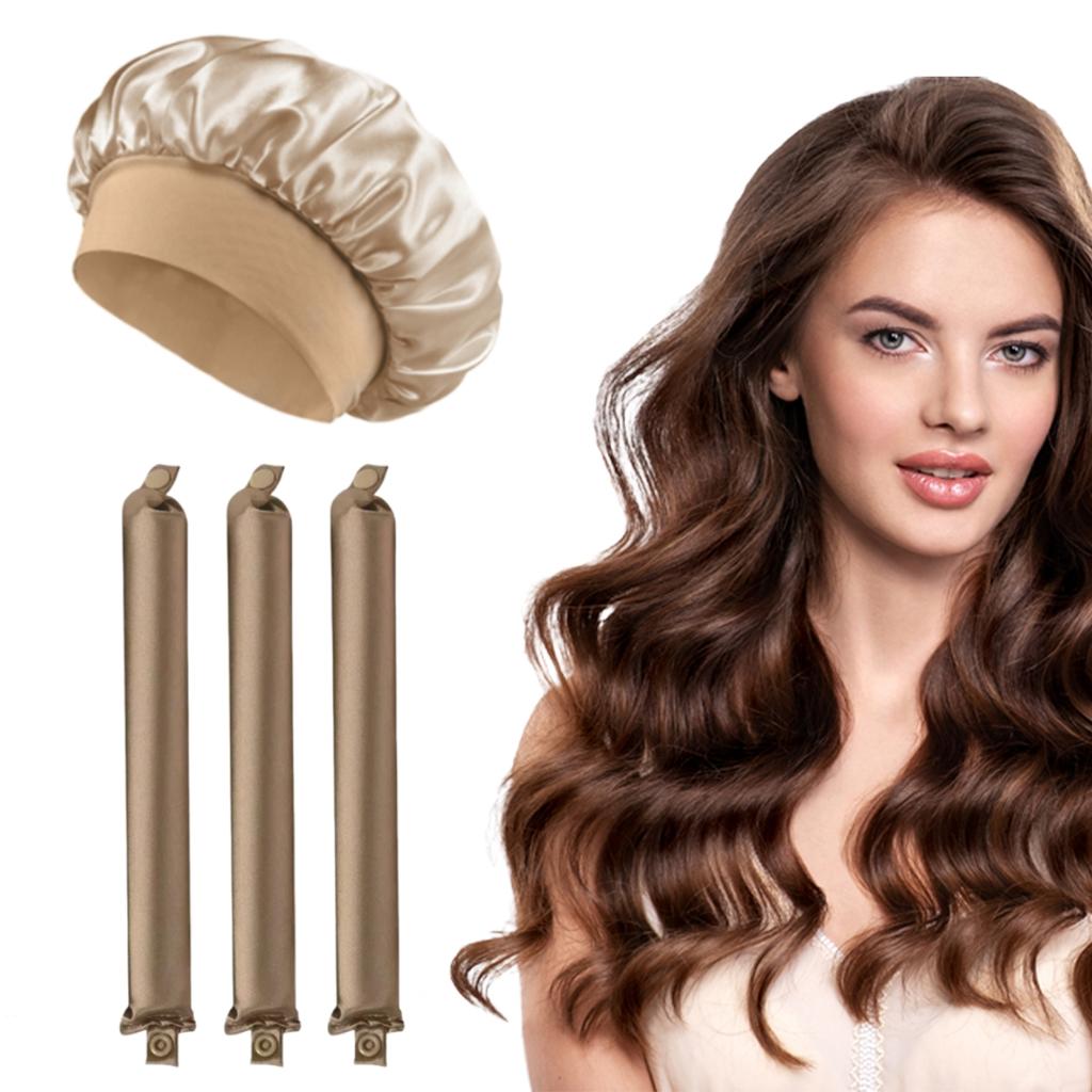 Hitzefreie Lockenwickler-Kopfband Weicher Haarwickler Ohne Hitze Haarrollen Faule Locken Schlafen Flexi-Stäbe mit Haube Styling-Werkzeuge