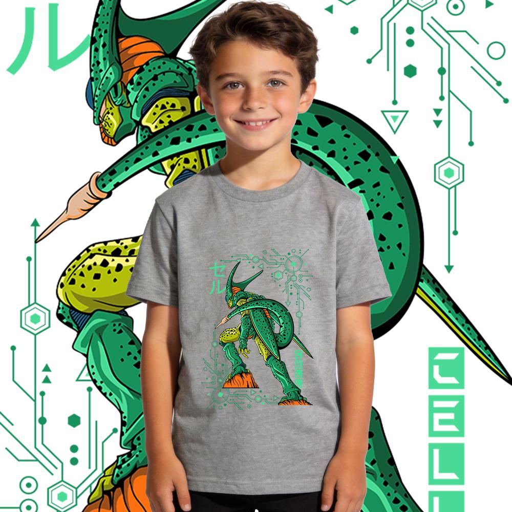 DBZ Cell Anime Print Cotton T Shirt Boys Girls Kids Casual Short Sleeve Top Soft Breathable Summer Clothes