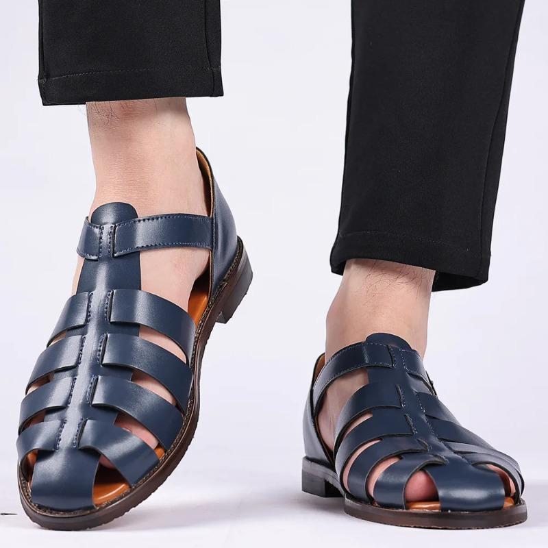 Fashion High Quality Men Leather Sandals 2025Summer New Hollow Out Sandal Casual Roman Sandals for Men Business Sandals Sandalias Hombre