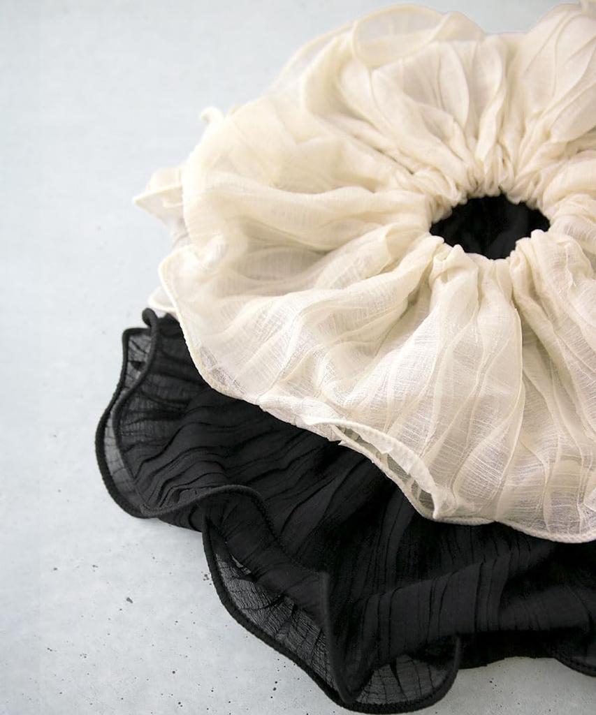 VINGTAINE Chiffon Scrunchie Hair Accessory for Lightweight and Easy to Hair Women, Style, Tie, HS-210-IV