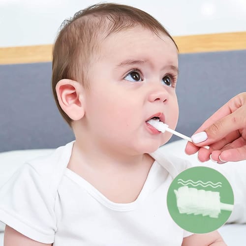 Soft Gauze Toothbrush with Baby Tongue Cleaner | Portable Baby Toothbrush for Toddlers - Gentle On Clean Skin, Individually Wrapped, for Boys and Girl