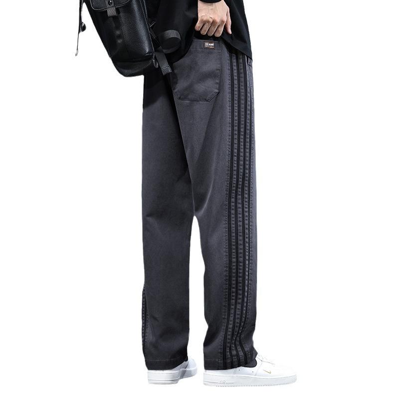 American overalls teen spring wide-leg pants loose straight pants trendy brand men's casual long pants autumn