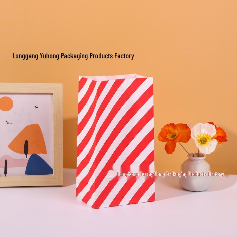 Colorful Minimalist Kraft Paper Bags for Baking Snacks and Children's Gifts