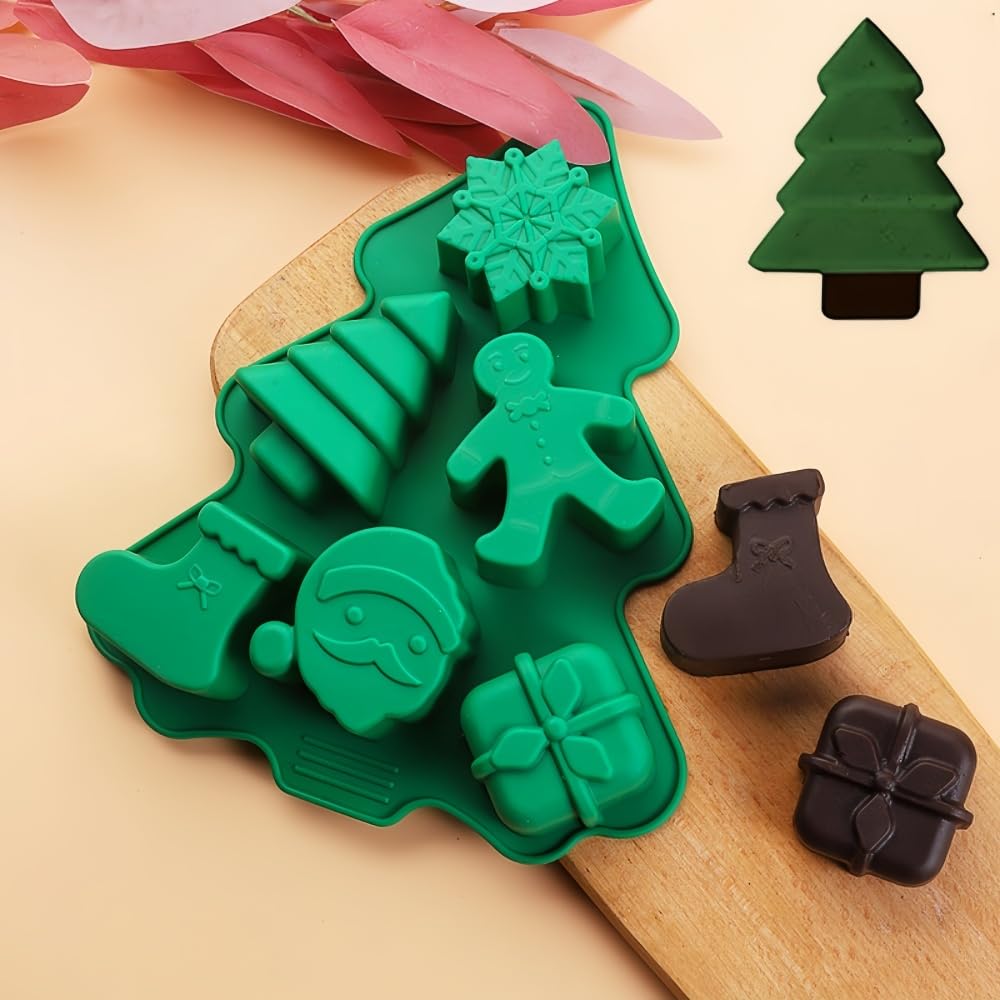 Christmas Silicone Molds Christmas Tree Santa Claus Gingerbread Men Snowmen Silicone Candy Molds Christmas Baking Molds