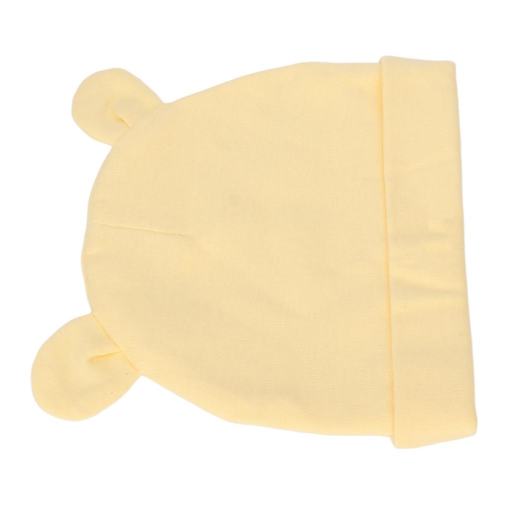 Newborn Hat Warm Stretchy Breathable Soft Cotton Cute Bear Ears Infant Hats for Babies Yellow