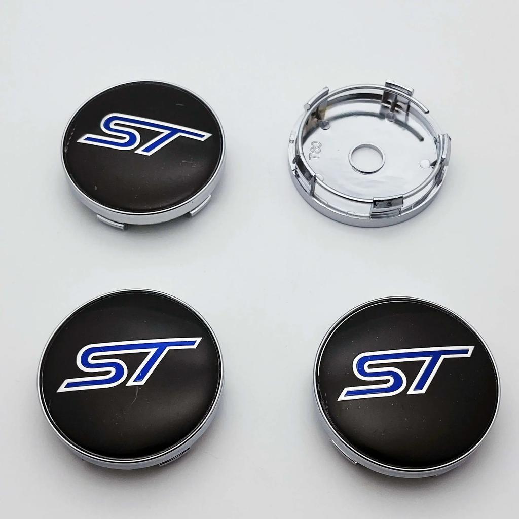 AJD1 4pcs 56MM 60MM ST Logo Emblem Car Wheel Center Caps Sticker Accessories For FORD Focus Kuga Explorer Mondeo Everest S-MAX