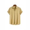 Man cotton shirt men's fashion trend solid color shirt dark compartment short sleeve men's shirt men's