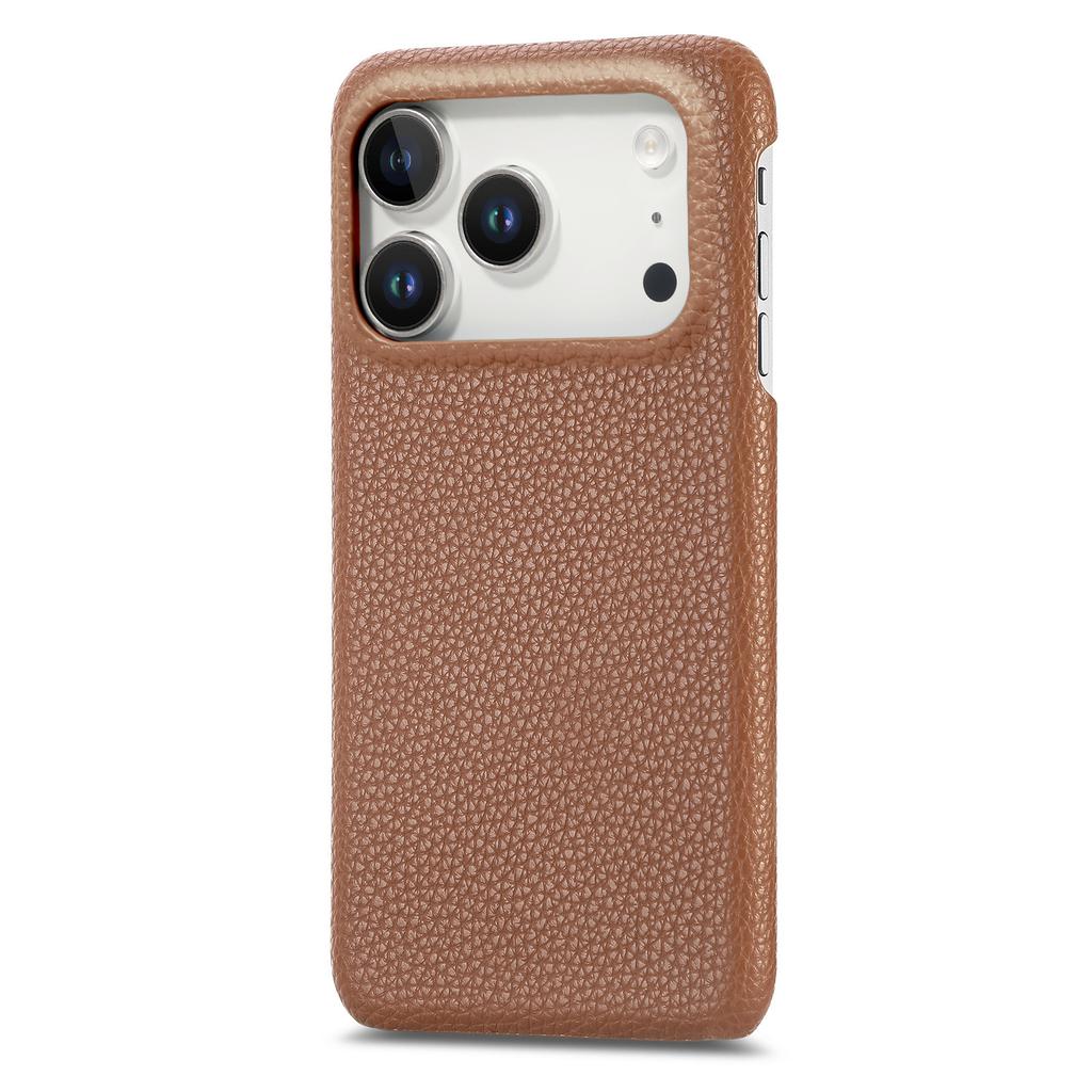 For iPhone 17 Pro Max Case Litchi Texture Leather Coated PC Mobile Back Cover