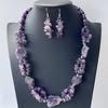 European and American Purple Necklace Set, Natural Stone Handmade Niche Jewelry Two-piece Set, Earring Set.