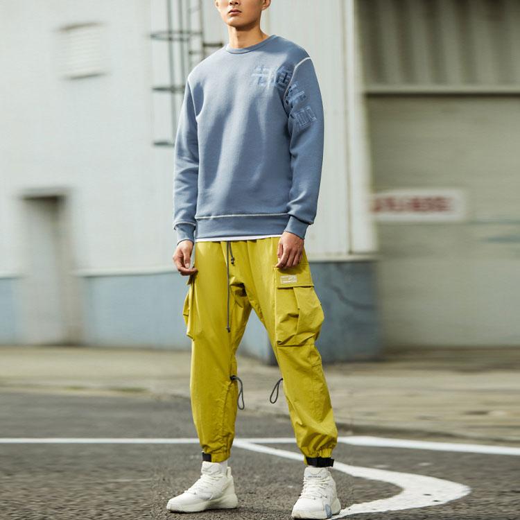 Anta Advanced Player Series Embroidered Loose Long Sleeve Sports Pullover Sweatshirt Unisex Tops Rabbit-Grey 952211701-3