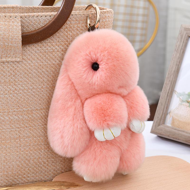 Three Model Size Rex Rabbit Fur Cute Fluffy Bunny Keychain Bag Toys Doll Lovely Keyring Pendant