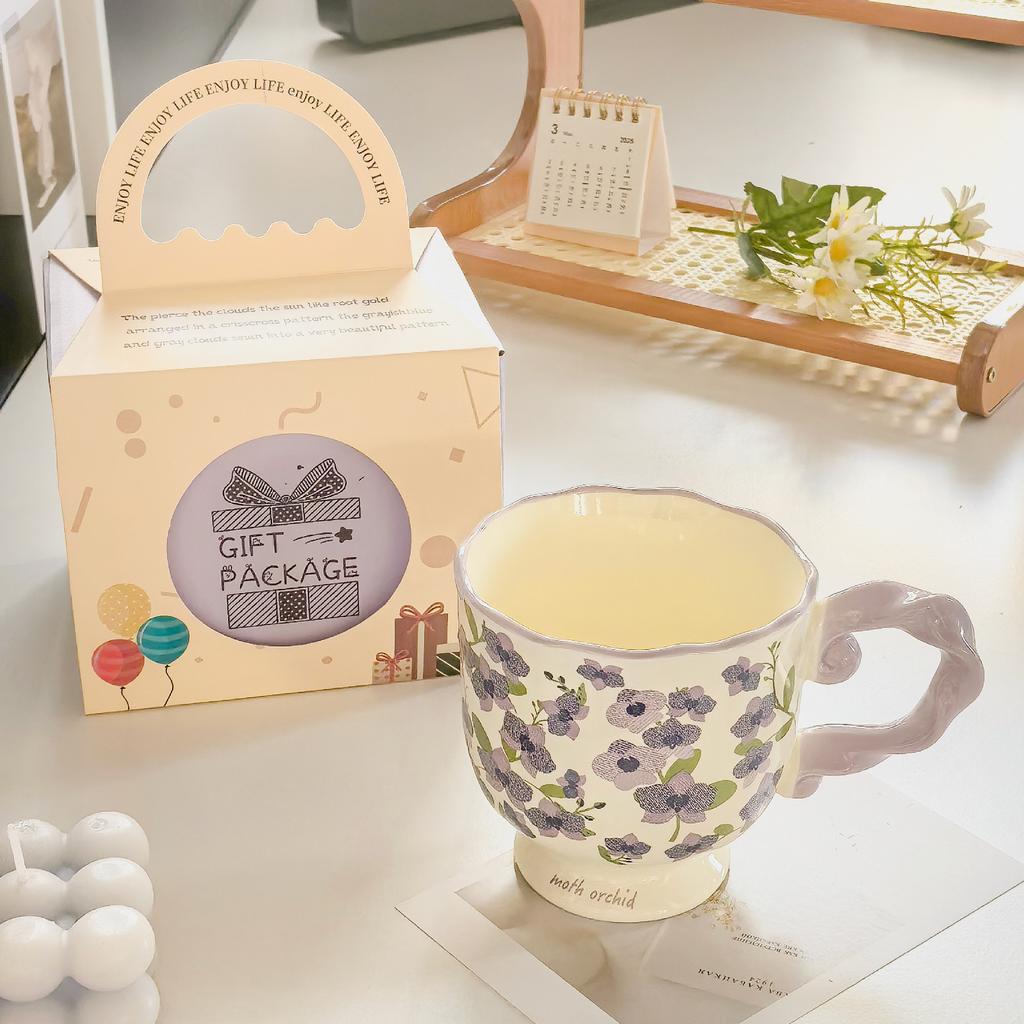 Ceramic Mug High looking Girls Cup Couple Cute Coffee Goblet Cup Household Water Cup Souvenir Gift Box