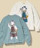 [go Slow Caravan] 352606 Skillet Pizza Bear Hem Spindle Crew Sweatshirt, Air-Spun Fleece, Ivory, Size L