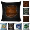 Retro Coffee Art Cushion Cover Hand Roasted Coffee Logo Pattern Soft Fabric Cafe Kitchen Home Decor Pillow Case